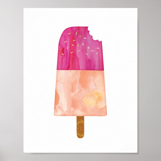 Vattenfärgsutskrift poster i Glass-popsicle (Framsidan)