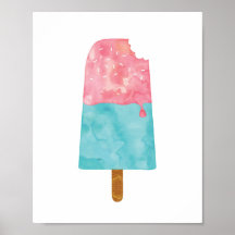Vattenfärgsutskrift poster i Glass-popsicle