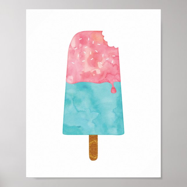 Vattenfärgsutskrift poster i Glass-popsicle (Framsidan)