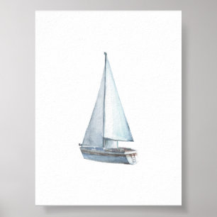 Vattenfärgsutskrift segelbåt poster