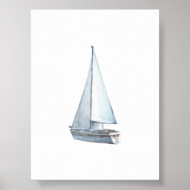 Vattenfärgsutskrift segelbåt poster (Framsidan)