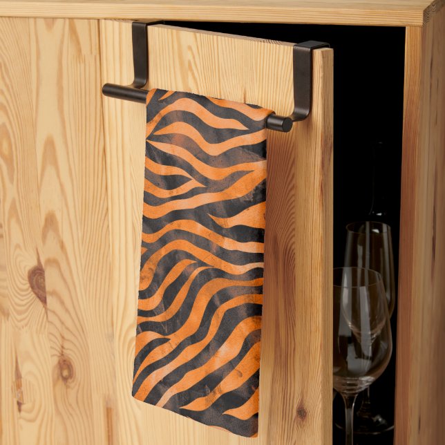 Vattenfärgsutskrift Tiger Kökshandduk (Thirds Fold)