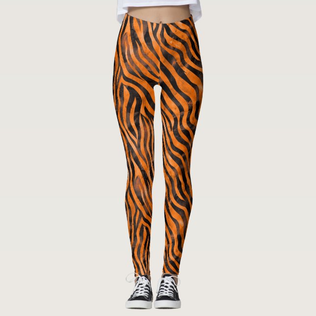Vattenfärgsutskrift Tiger Leggings (Framsida)