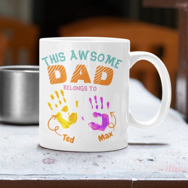 Vattenfärgsutskrivet Far Pappa Son Child Gift Kaffemugg (Skapare uppladdad)