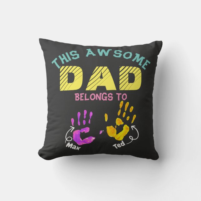 Vattenfärgsutskrivet Far Pappa Son Child Gift Kudde (Framsida)