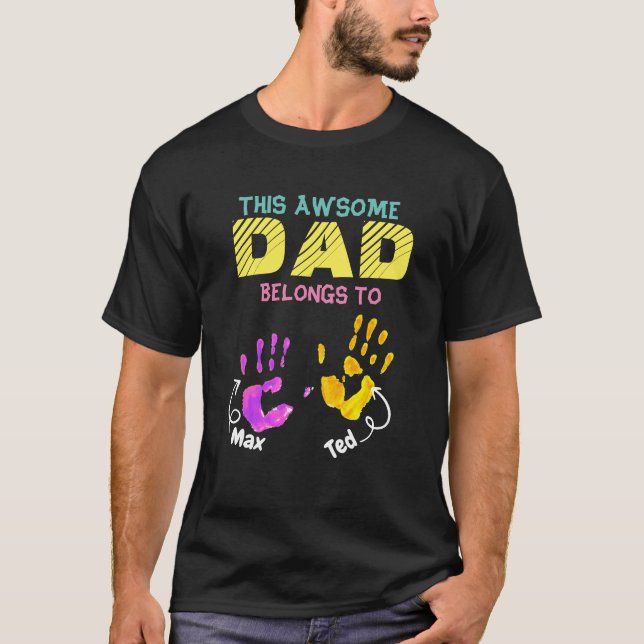Vattenfärgsutskrivet Far Pappa Son Child Gift T Shirt (Framsida)