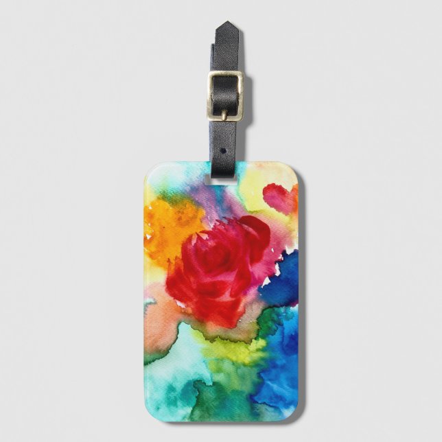 Vattenfärgsvacker abstrakt ro art bagagebricka (Framsida vertikal)