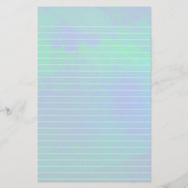 Vattenfärgsvågor i Papprare linje med blå och Grön Brevpapper (Framsida)