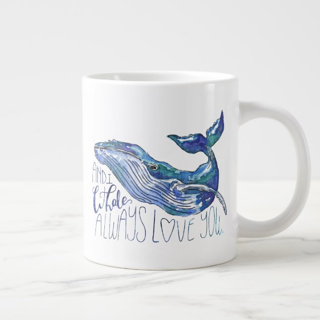 Vattenfärgsval - jag val alltid Kärlek du Jumbo Mugg (Höger)