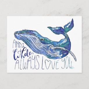 Vattenfärgsval - jag val alltid Kärlek du Vykort