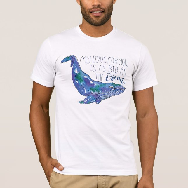 Vattenfärgsval - Kärlek lika stor som oceanen T Shirt (Framsida)