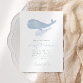 Vattenfärgsval under Sea Baby Shower Inbjudningar