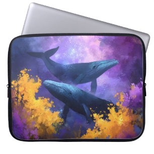 Vattenfärgsvalar, Abstrakt Ocean Garden Laptop Fodral