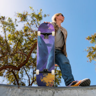 Vattenfärgsvalar, Abstrakt Ocean Garden Mini Skateboard Bräda 18,5 Cm