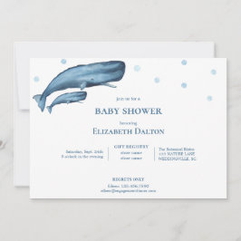 Vattenfärgsvalar Ocean Baby Shower Inbjudningar