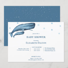 Vattenfärgsvalar Ocean Baby Shower Inbjudningar