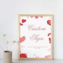 Vattenfärgsvalentinhjärtklaffens rosa Anpassningsb Poster