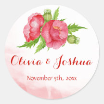 Vattenfärgsvallmobröllop Stickers