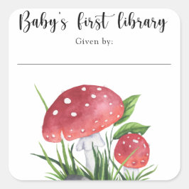 Vattenfärgsvampar - baby först bibliotek fyrkantigt klistermärke