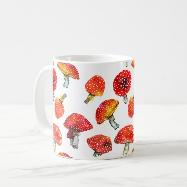 Vattenfärgsvampar Cute fall mönster Kaffemugg (Framsida vänster)