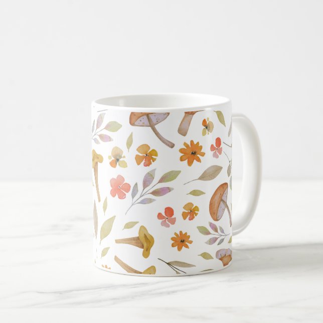 Vattenfärgsvampar och blommor kaffemugg (Framsida höger)