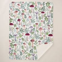 Vattenfärgsvampar och grönt löv mönster