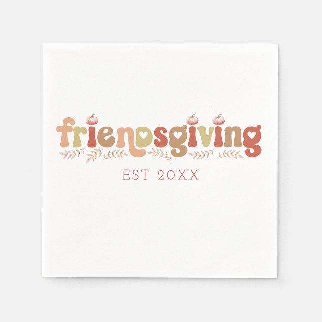 Vattenfärgsvän Friendsgiving Middagskycklingar Pappersservett (Framsidan)