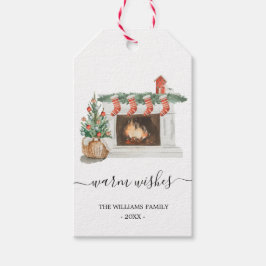 Vattenfärgsvarmfärgad önskemål fireplace jul märkr presentetikett