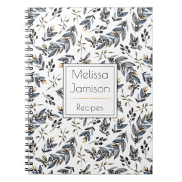 Vattenfärgsvarten lämnar bär Monogramrecept | Anteckningsbok Med Spiral