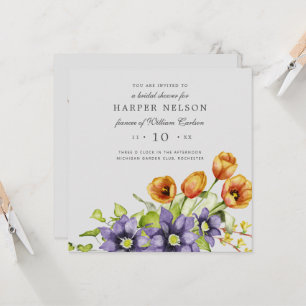 Vattenfärgsvätska vår blommor möhippa inv. inbjudningar