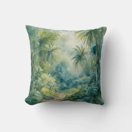 Vattenfärgsväxter Tropical Löv Plants Handflatan T Kudde