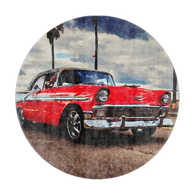 Vattenfärgsverk från 1956 Chevrolet Bel Luft (Framsidan)