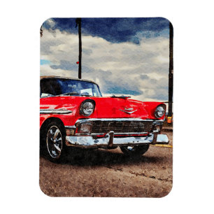 Vattenfärgsverk från 1956 Chevrolet Bel Luft Magnet
