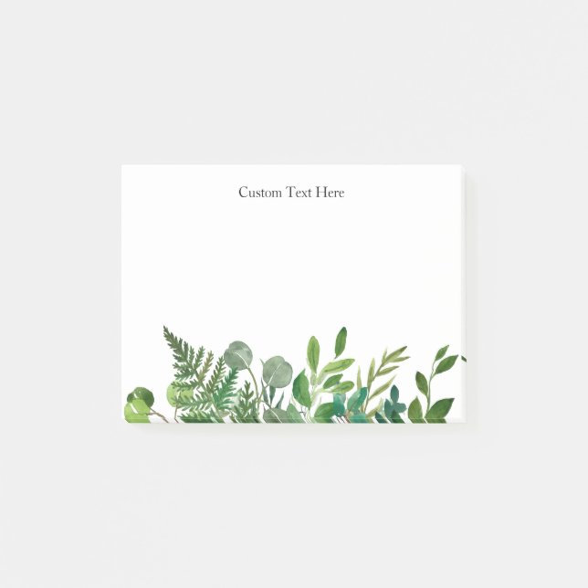 Vattenfärgsvibrant Greenery Anpassningsbar Text Po Post-it Block (Framsida)