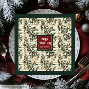 Vattenfärgsvintage jul - sång-blåsbär pappersservett