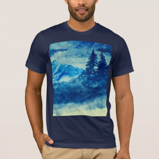 Vattenfärgsvinterberg liggande målning t shirt