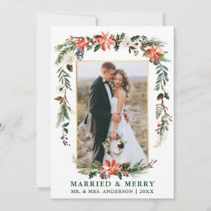 VattenfärgsvinterBlommigt Grönten Gift och merry Julkort