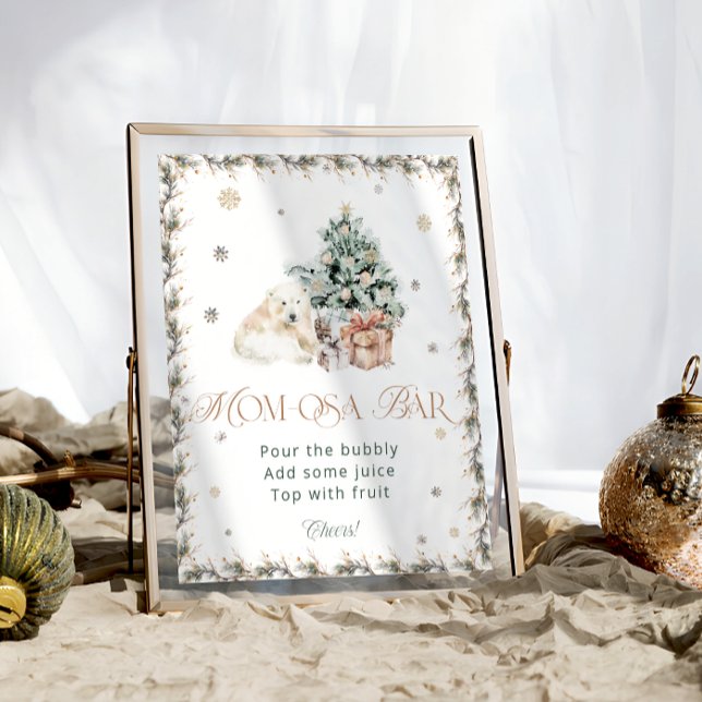 Vattenfärgsvinterkur Polar Bear Mamma-osa Pub Poster (Skapare uppladdad)