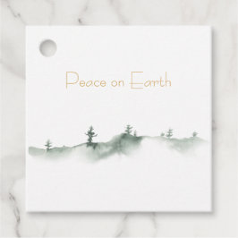 Vattenfärgsvinterscen Gåvor Etiketter