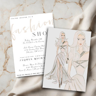 Vattenfärgsvisning av Vogue Couture Mode Show Inbjudningar