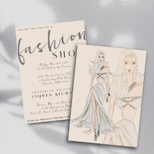 Vattenfärgsvisning av Vogue Couture Mode Show Inbjudningar