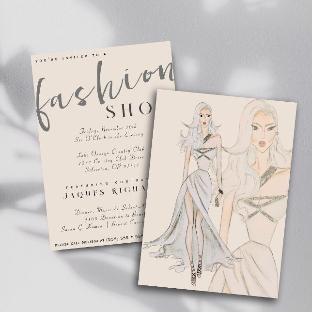 Vattenfärgsvisning av Vogue Couture Mode Show Inbjudningar (Skapare uppladdad)
