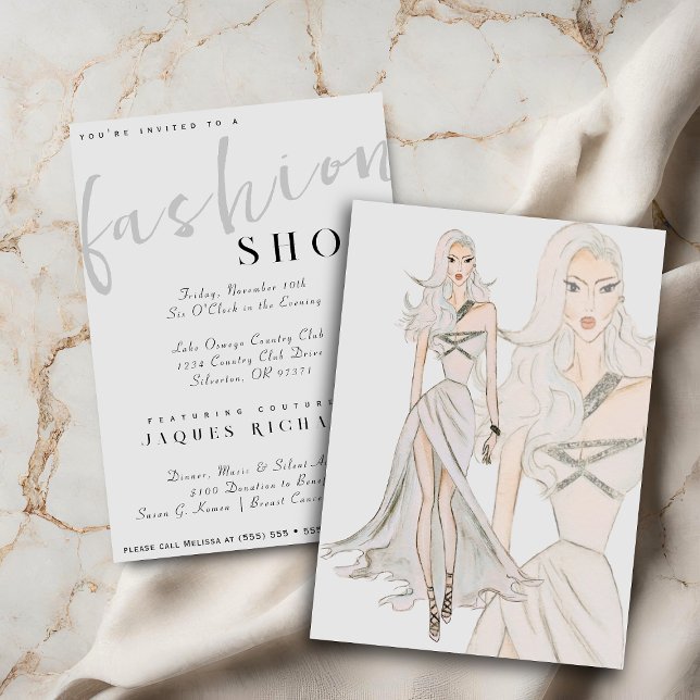 Vattenfärgsvisning av Vogue Couture Mode Show Inbjudningar (Skapare uppladdad)