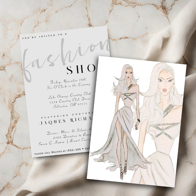 Vattenfärgsvisning av Vogue Couture Mode Show Inbjudningar (Skapare uppladdad)