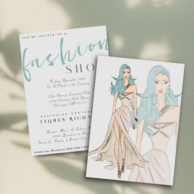 Vattenfärgsvisning av Vogue Couture Mode Show Inbjudningar (Skapare uppladdad)