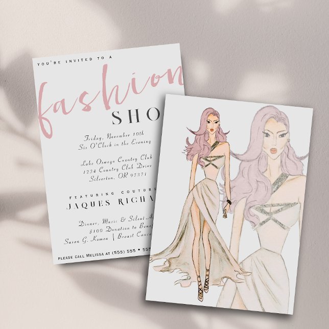 Vattenfärgsvisning av Vogue Couture Mode Show Inbjudningar (Skapare uppladdad)