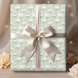 Vattenfärgsvit Ankor i Bonnets Sage Mönster Presentpapper