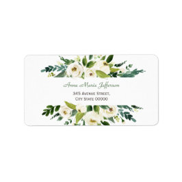Vattenfärgsvit Blommigt Ram Bröllop Adressetikett