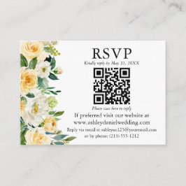 Vattenfärgsvit Gult Blommigt QR OSA Bröllop Tilläggskort