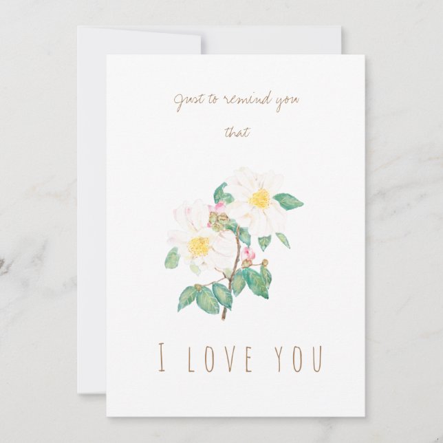 Vattenfärgsvit kamellia - grönt kort (Framsida)